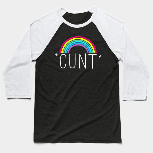 Cunt White Baseball T-Shirt by GAz